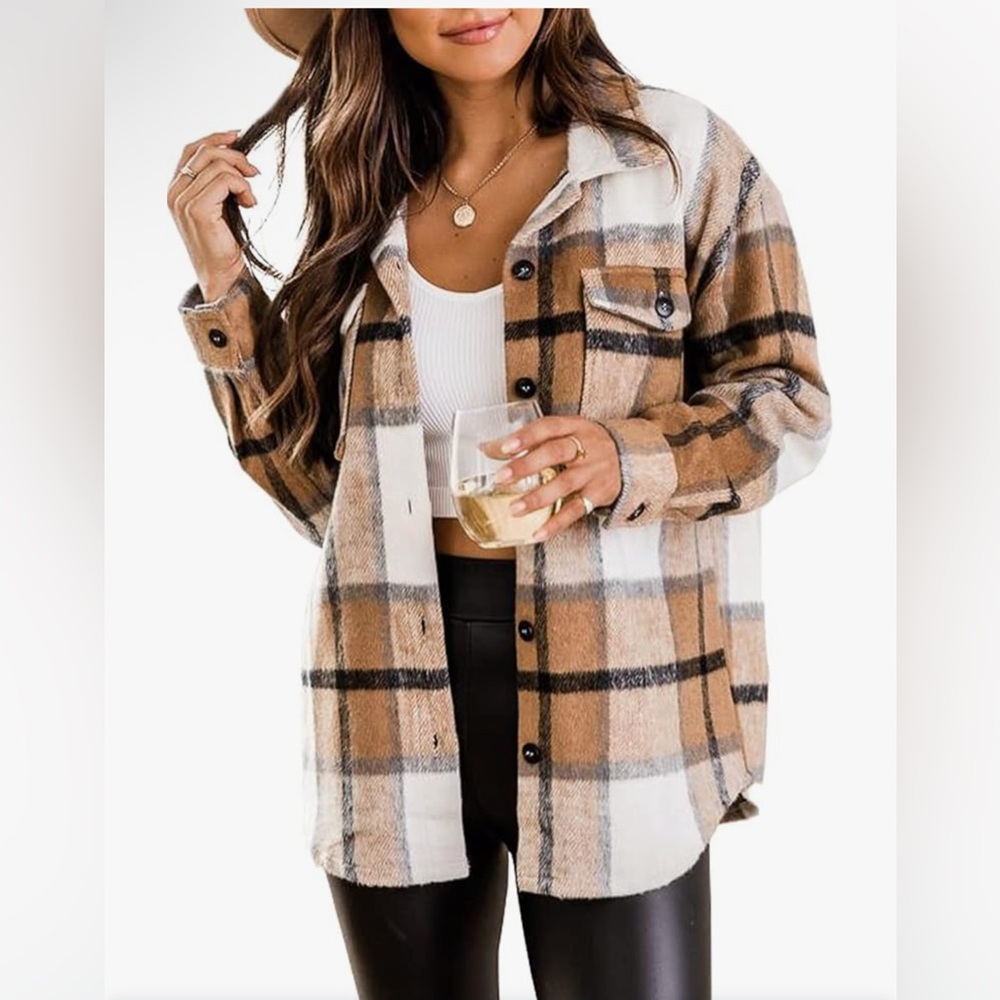Plaid Button Down Long Sleeve Shacket